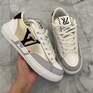 Louis Vuitton Gold and White Sneakers